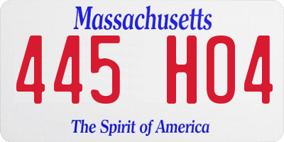 MA license plate 445HO4