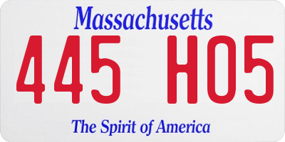 MA license plate 445HO5
