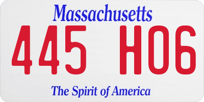 MA license plate 445HO6