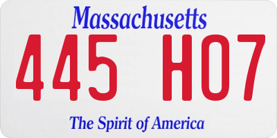 MA license plate 445HO7