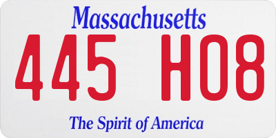 MA license plate 445HO8