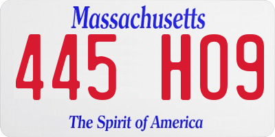 MA license plate 445HO9