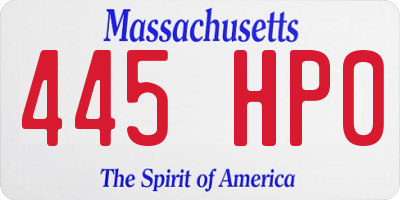 MA license plate 445HP0