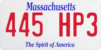 MA license plate 445HP3