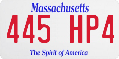 MA license plate 445HP4