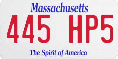 MA license plate 445HP5