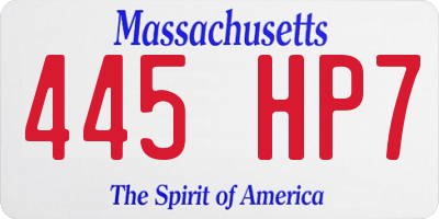 MA license plate 445HP7