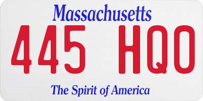 MA license plate 445HQ0