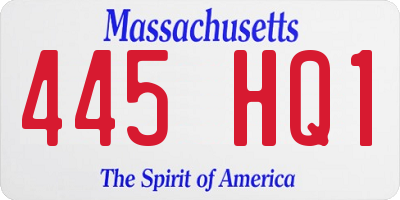 MA license plate 445HQ1