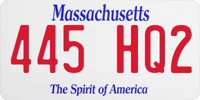 MA license plate 445HQ2