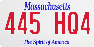 MA license plate 445HQ4