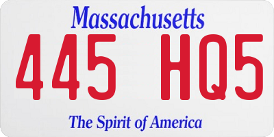 MA license plate 445HQ5