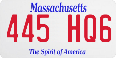 MA license plate 445HQ6