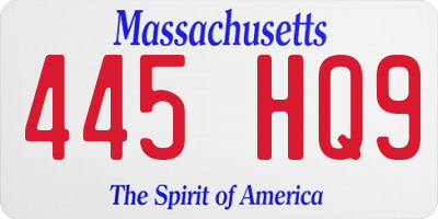 MA license plate 445HQ9