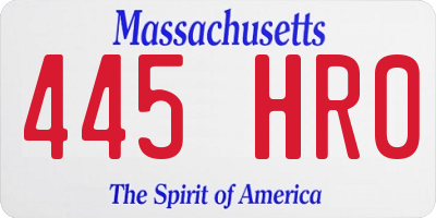 MA license plate 445HR0