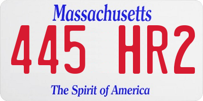 MA license plate 445HR2