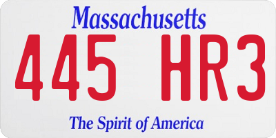 MA license plate 445HR3