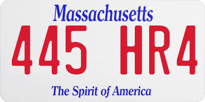 MA license plate 445HR4