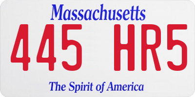 MA license plate 445HR5