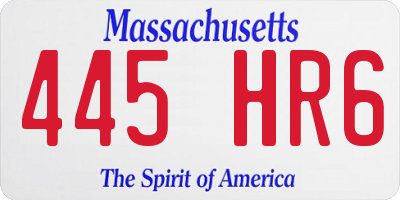 MA license plate 445HR6