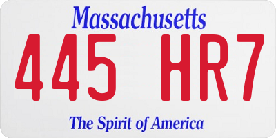MA license plate 445HR7