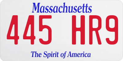 MA license plate 445HR9