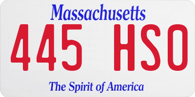 MA license plate 445HS0