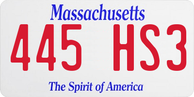 MA license plate 445HS3