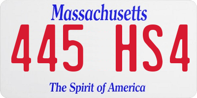 MA license plate 445HS4