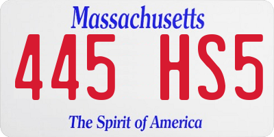 MA license plate 445HS5