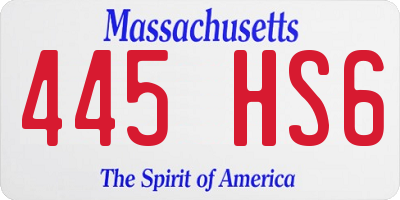 MA license plate 445HS6