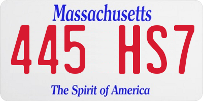 MA license plate 445HS7
