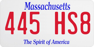 MA license plate 445HS8