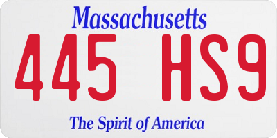 MA license plate 445HS9