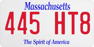 MA license plate 445HT8