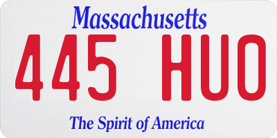 MA license plate 445HU0