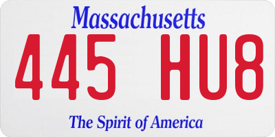 MA license plate 445HU8