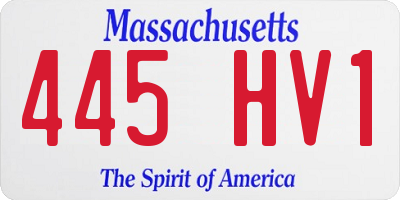 MA license plate 445HV1