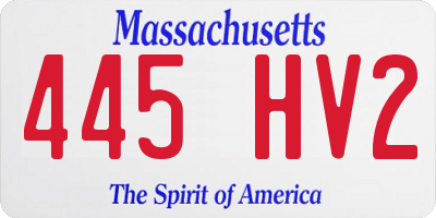 MA license plate 445HV2