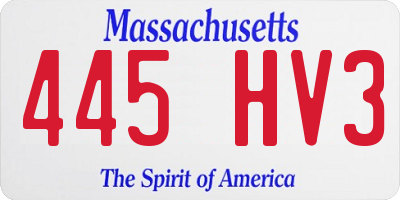 MA license plate 445HV3