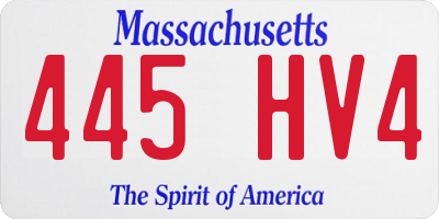 MA license plate 445HV4