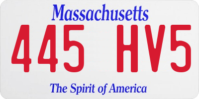 MA license plate 445HV5