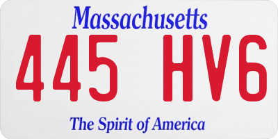 MA license plate 445HV6