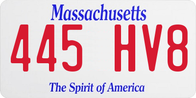 MA license plate 445HV8