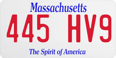 MA license plate 445HV9