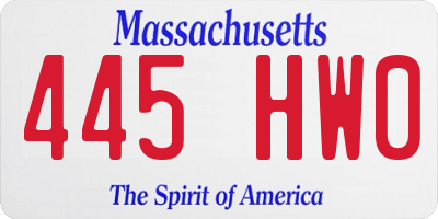 MA license plate 445HW0