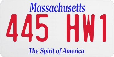 MA license plate 445HW1
