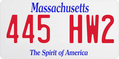MA license plate 445HW2