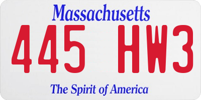 MA license plate 445HW3
