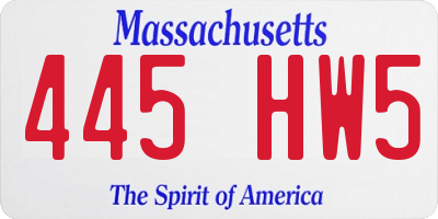 MA license plate 445HW5